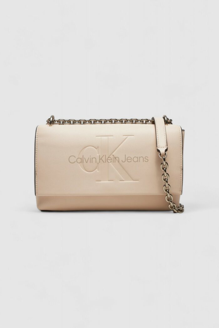 Borsa Calvin Klein Jeans sculpted ew flap w/chain25 mono Rosa Cipria