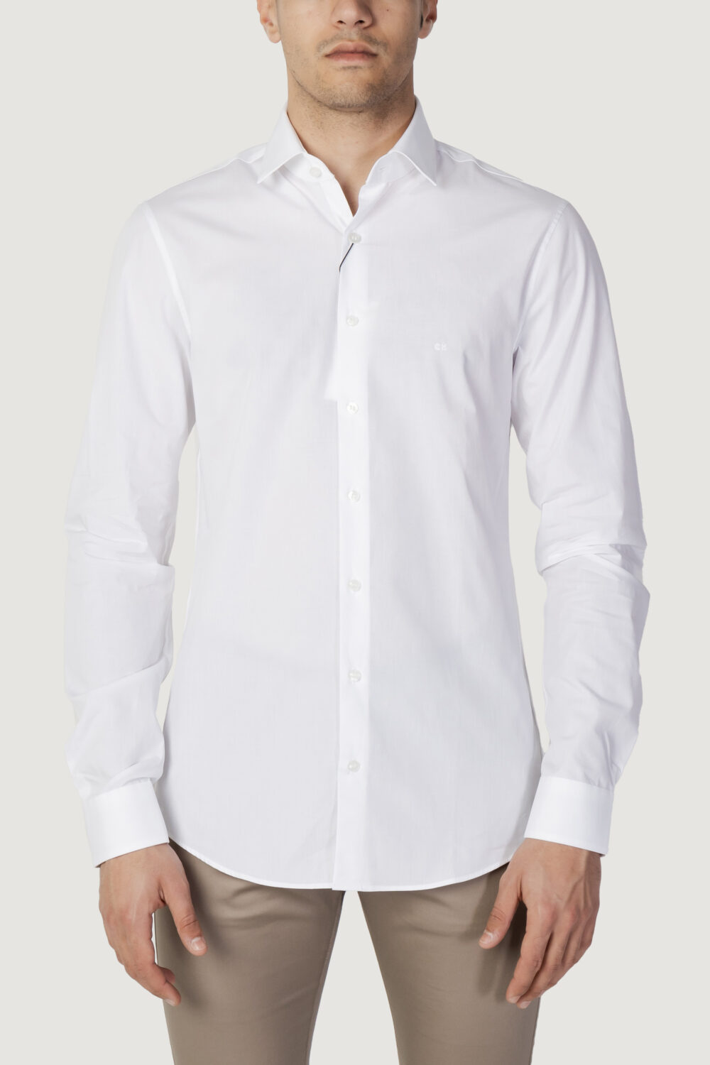 Camicia manica lunga Calvin Klein poplin stretch slim shirt Bianco - Foto 6