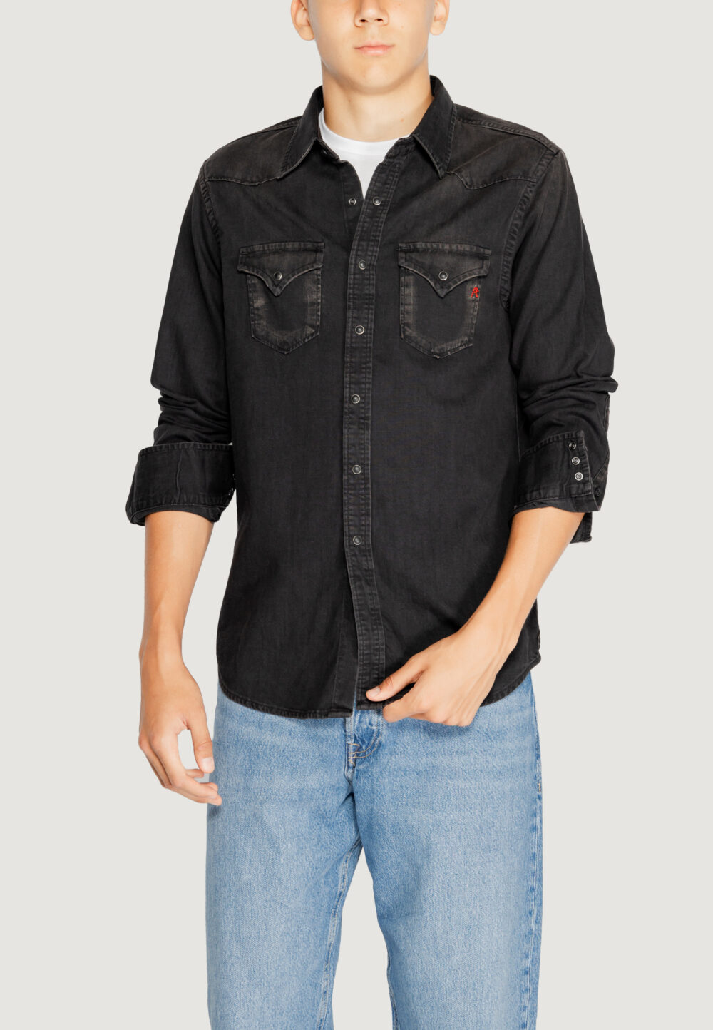 Camicia manica lunga Replay 6.5 oz Nero - Foto 1