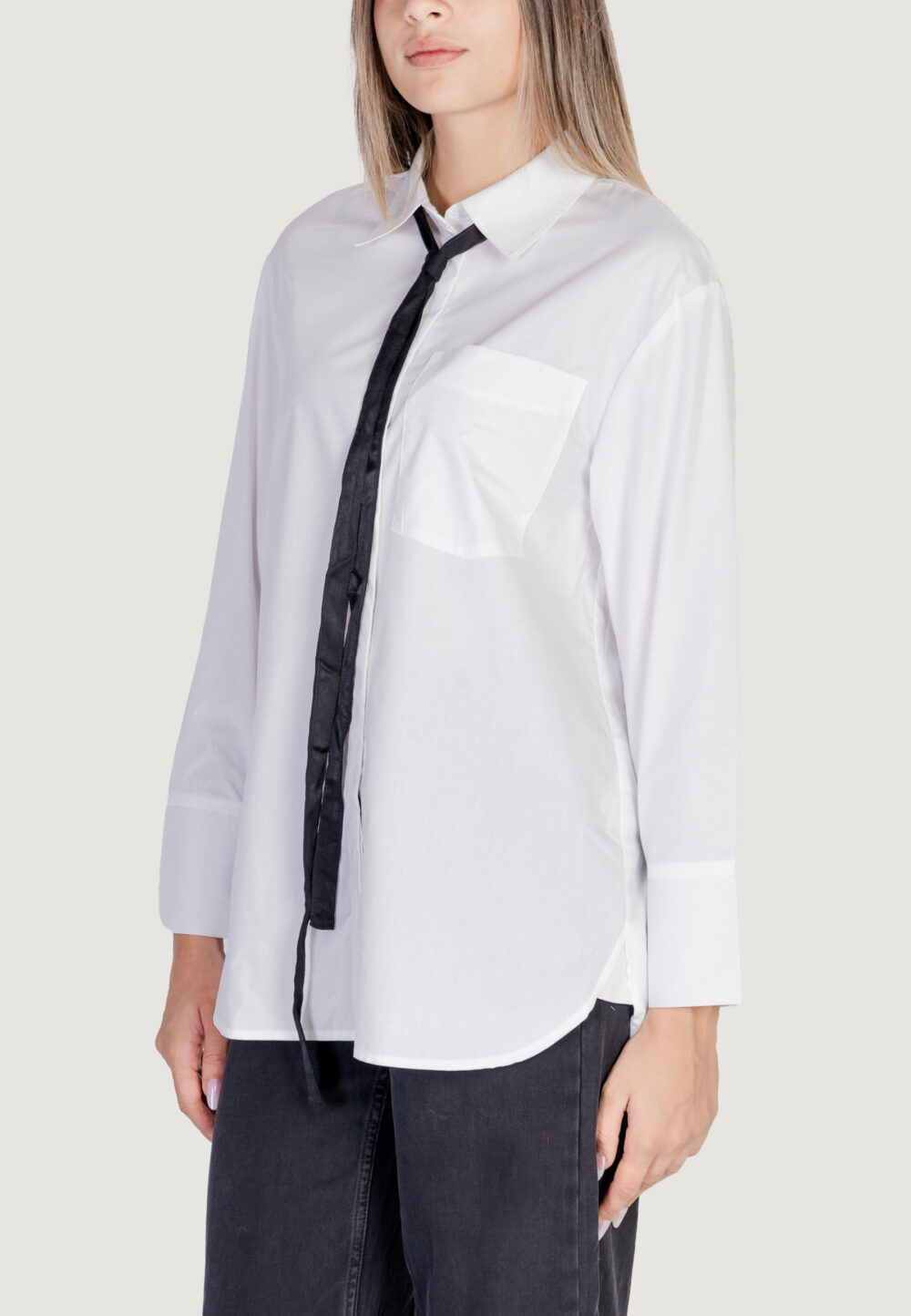 Camicia manica lunga Only onlmoco cala ls bow shirt wvn Bianco - Foto 2