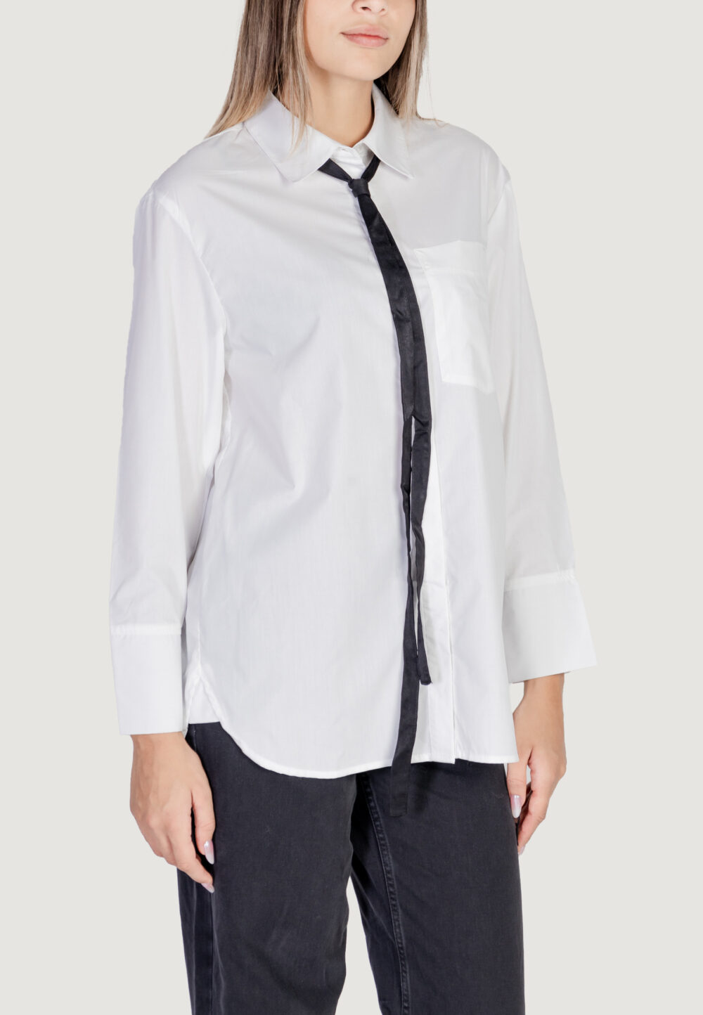 Camicia manica lunga Only onlmoco cala ls bow shirt wvn Bianco - Foto 3