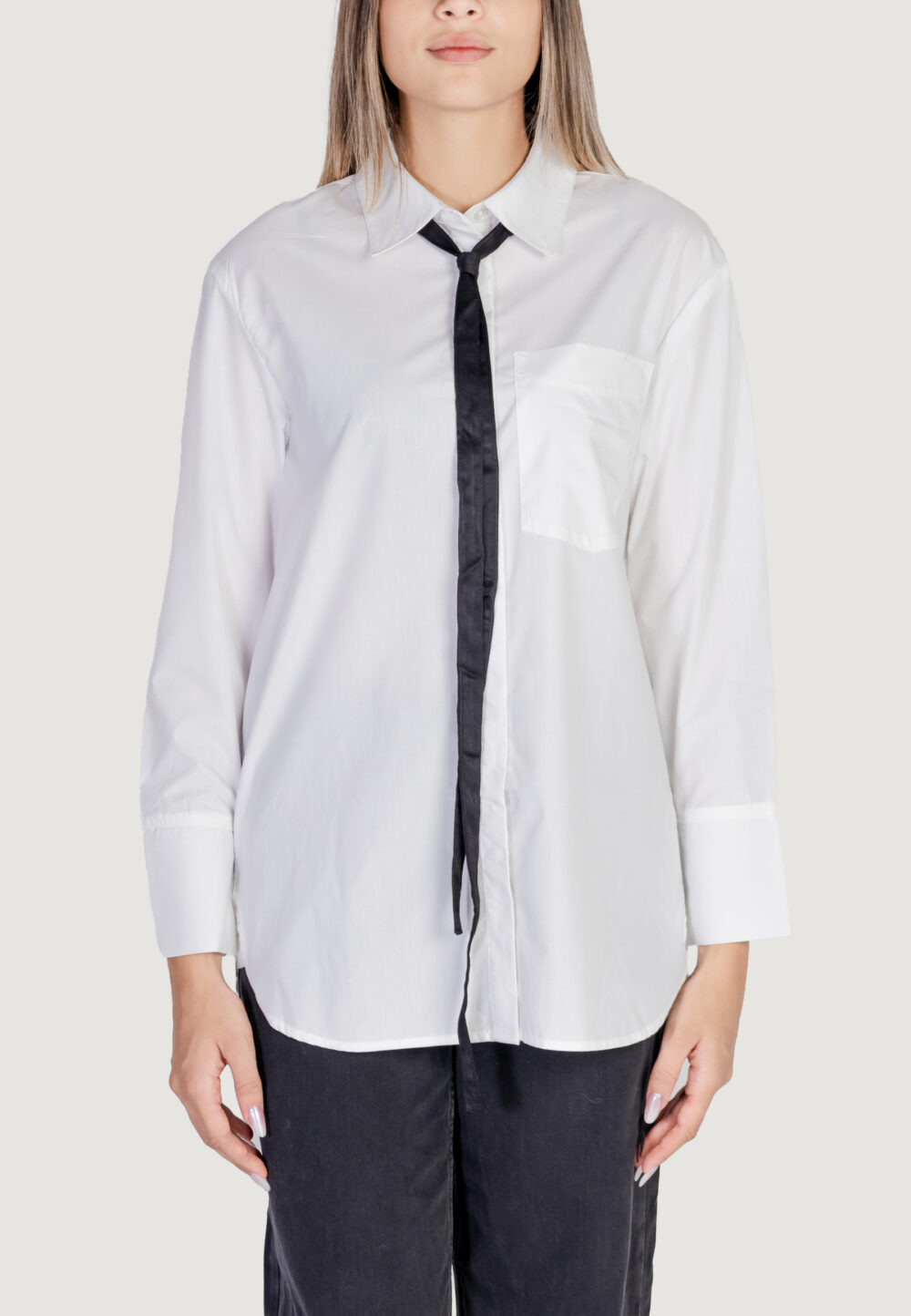 Camicia manica lunga Only onlmoco cala ls bow shirt wvn Bianco - Foto 5