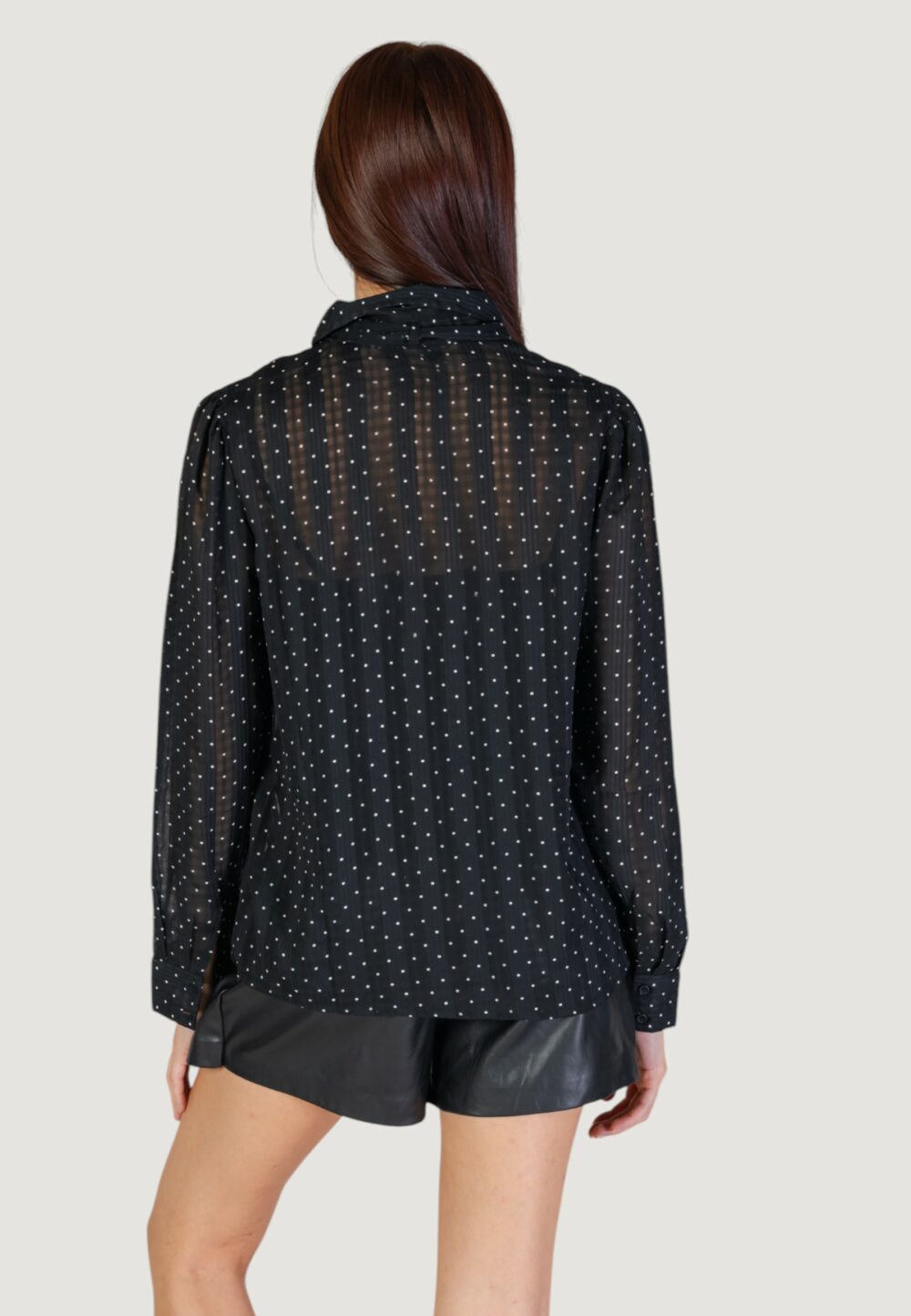 Camicia manica lunga Only onltula ls tie Black-White - Foto 4