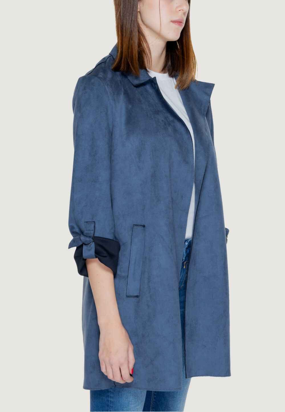 Cappotto Only joline faux suede coat cc otw Indigo - Foto 4