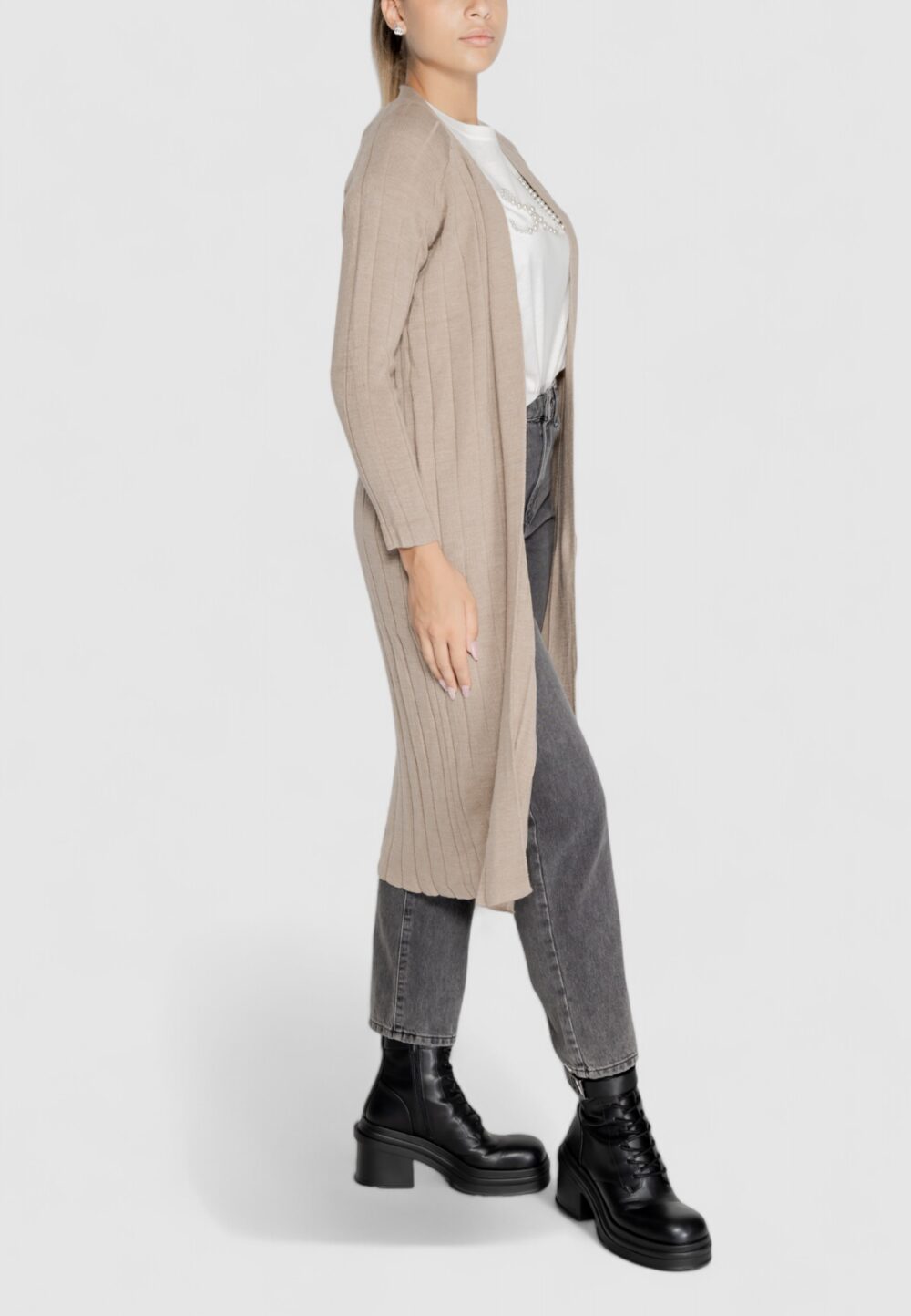 Cardigan Only onltess ls long open cardigan knt Beige - Foto 4