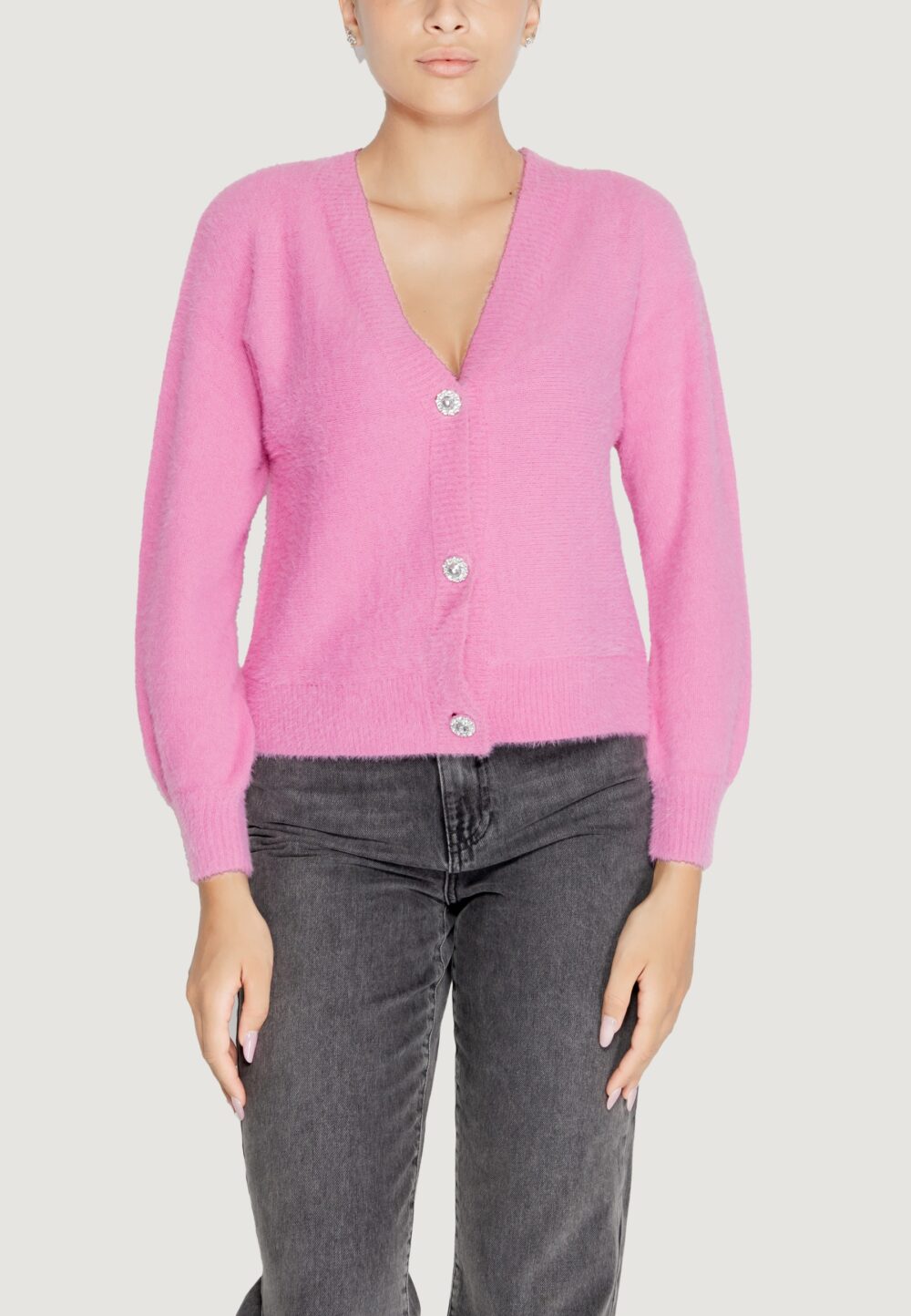 Cardigan Only onlella piumo l/s cc knt Rosa - Foto 3