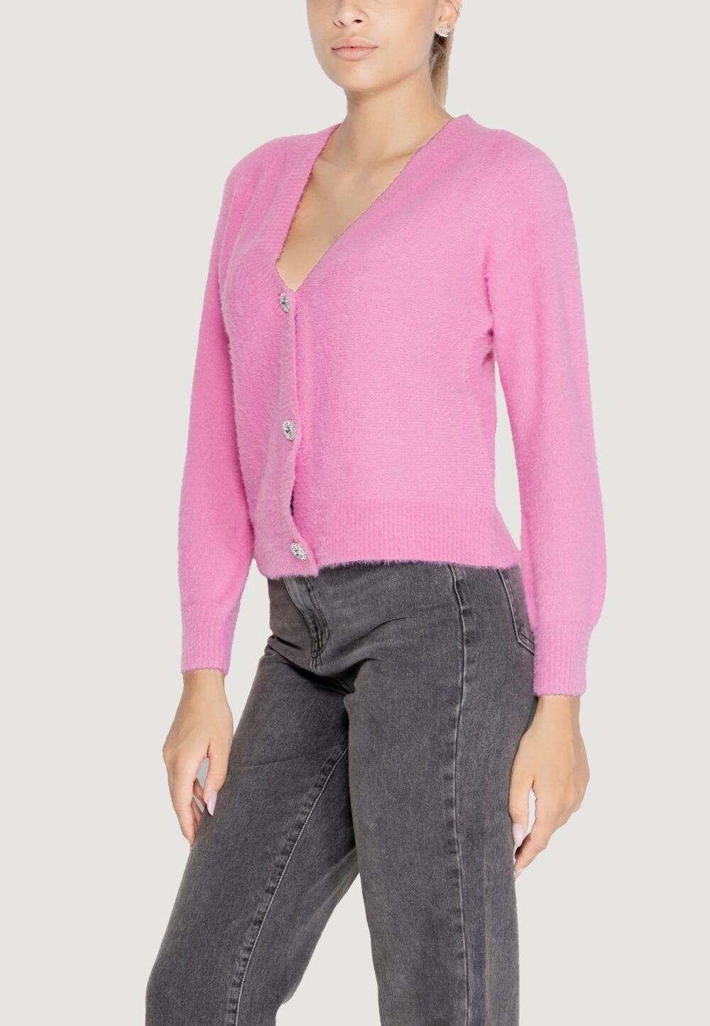 Cardigan Only onlella piumo l/s cc knt Rosa - Foto 4