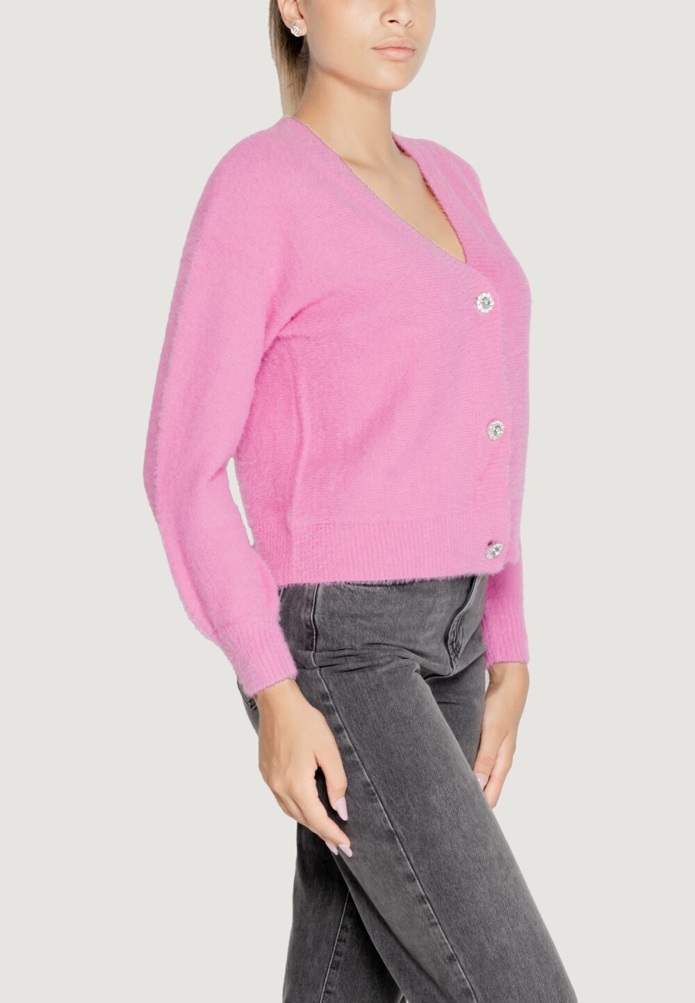 Cardigan Only onlella piumo l/s cc knt Rosa - Foto 6