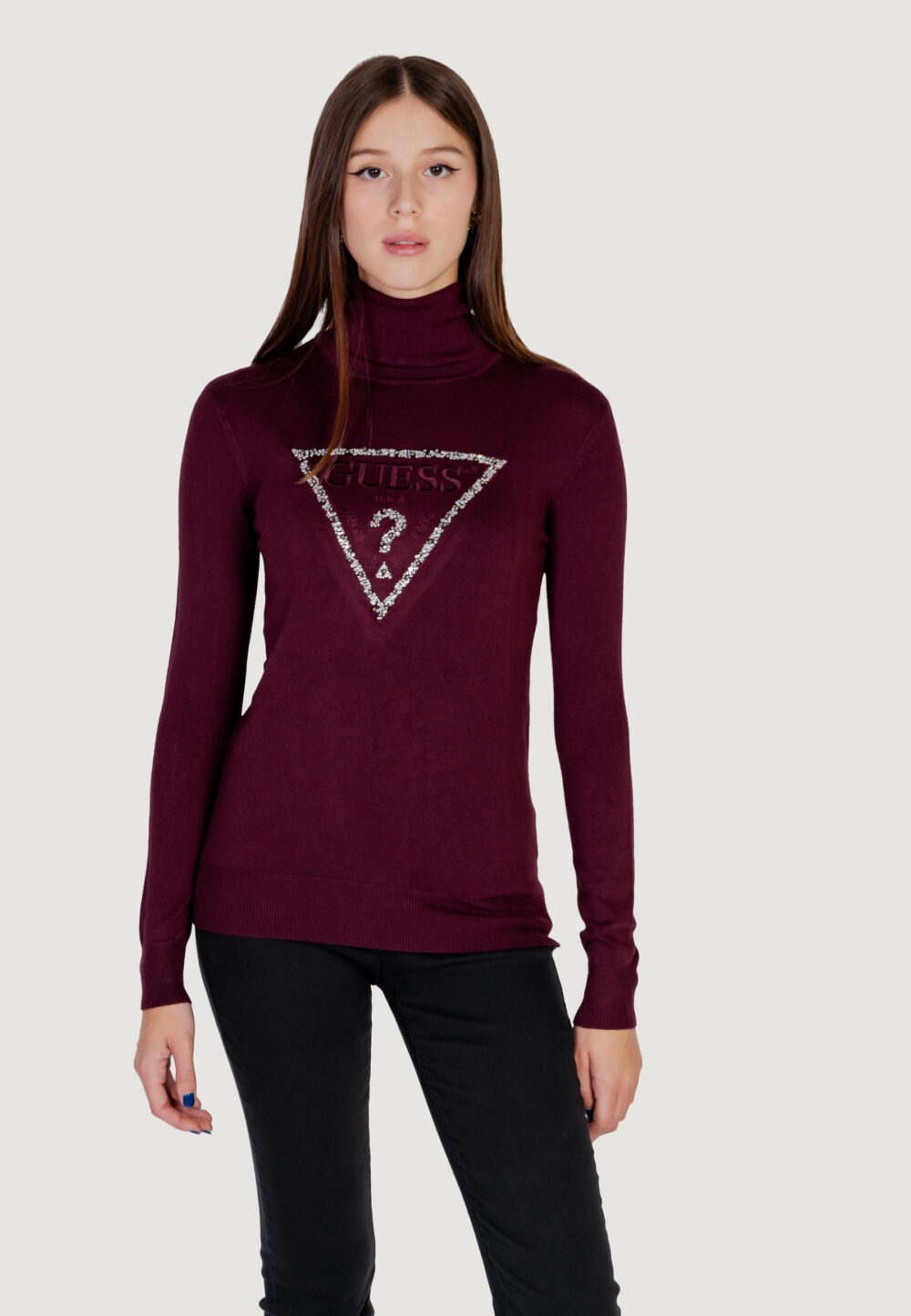 Dolcevita Guess piper triangle logo tn ls Bordeaux - Foto 7