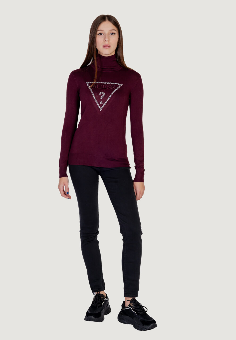 Dolcevita Guess piper triangle logo tn ls Bordeaux - Foto 8