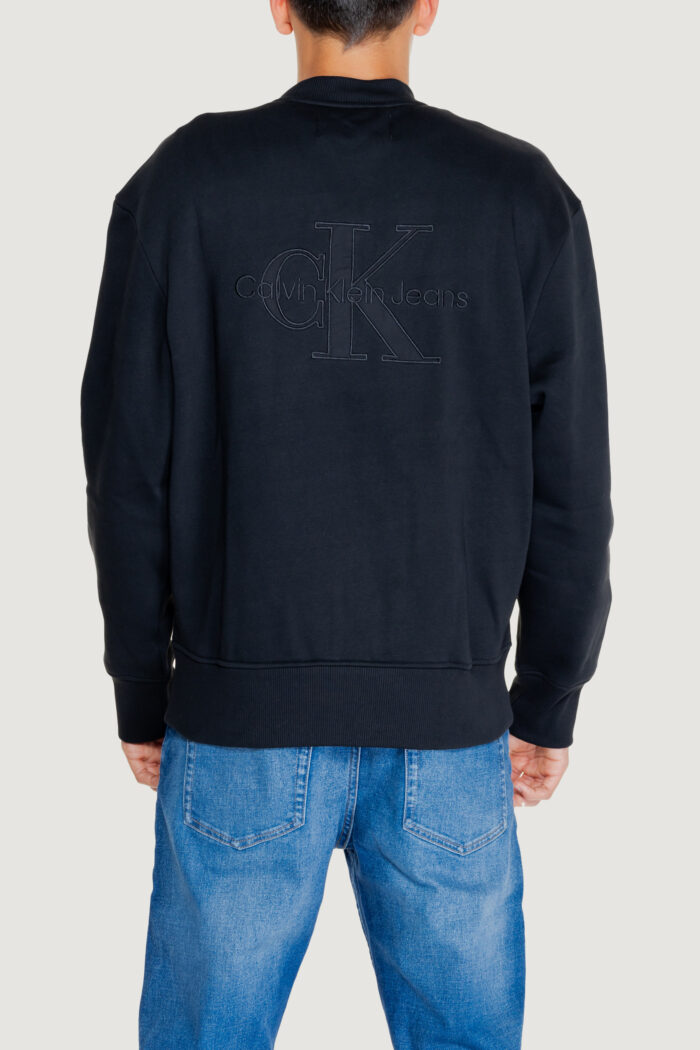 Felpa senza cappuccio Calvin Klein Jeans monologo applique Nero