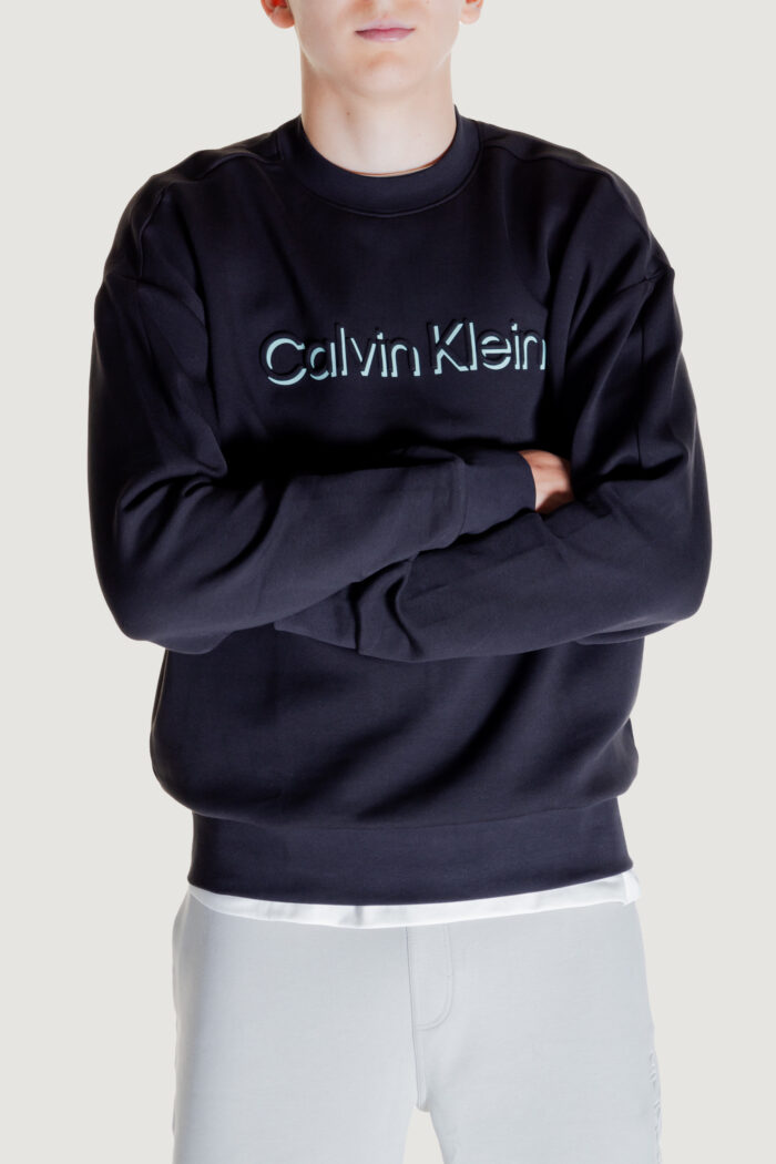 Felpa senza cappuccio Calvin Klein shadow embossed logo Nero