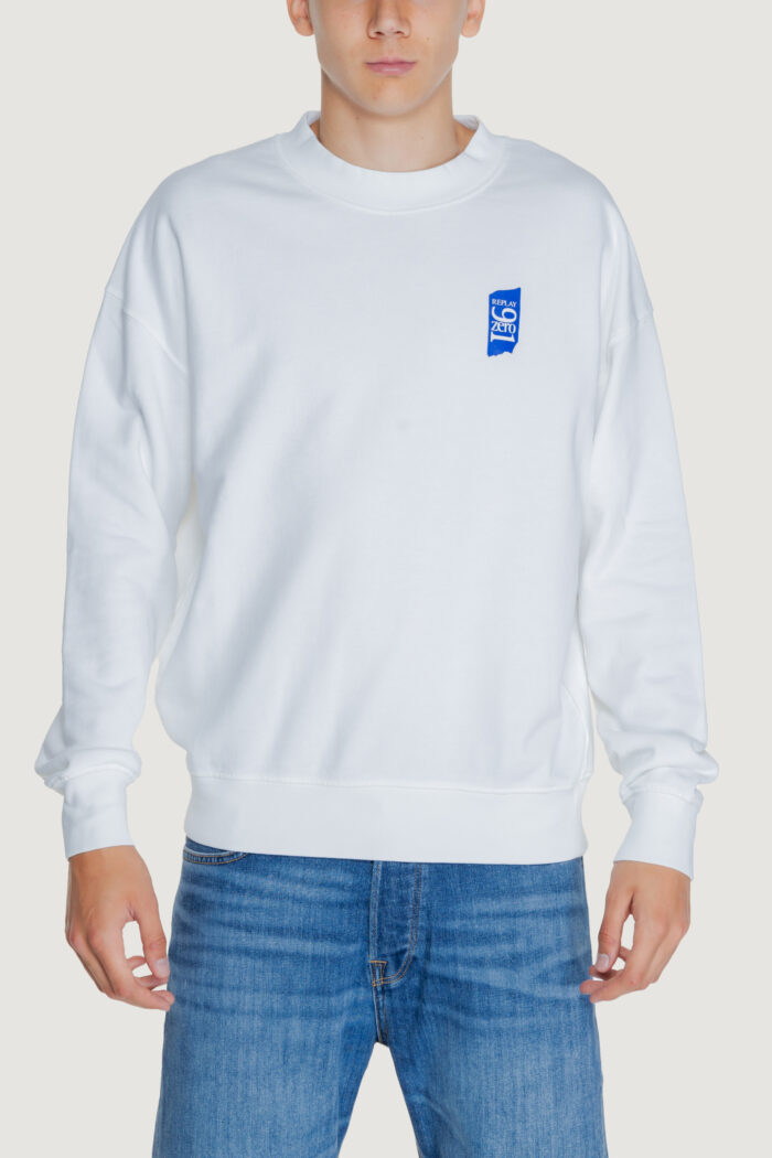 Felpa senza cappuccio Replay cotton fleece Bianco