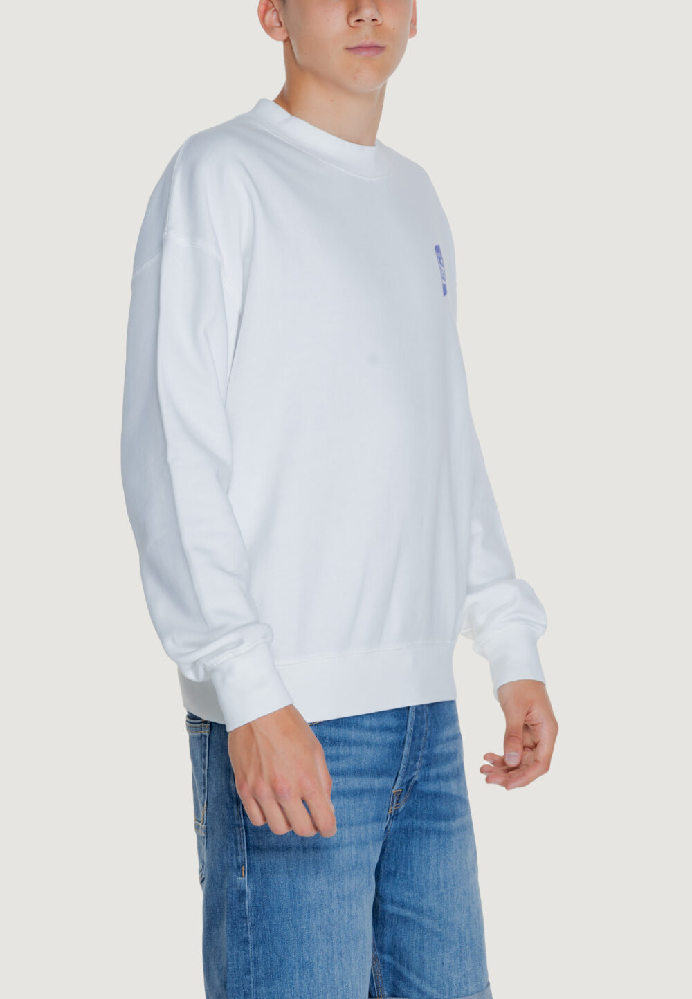 Felpa senza cappuccio Replay cotton fleece Bianco - Foto 4