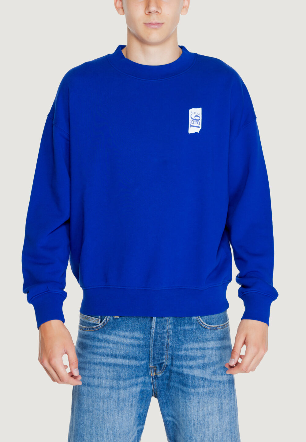 Felpa senza cappuccio Replay cotton fleece Blu - Foto 1