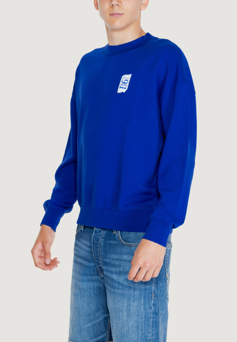 Felpa senza cappuccio Replay cotton fleece Blu - Foto 3