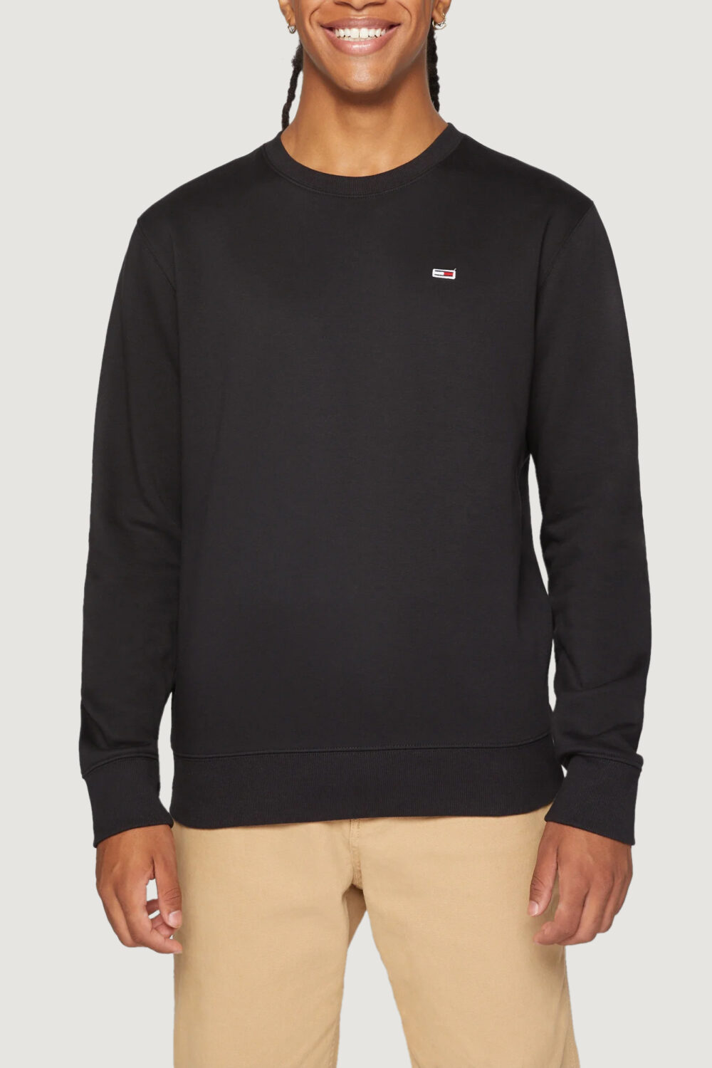 Felpa senza cappuccio Tommy Hilfiger Jeans regular fleece c Nero - Foto 1