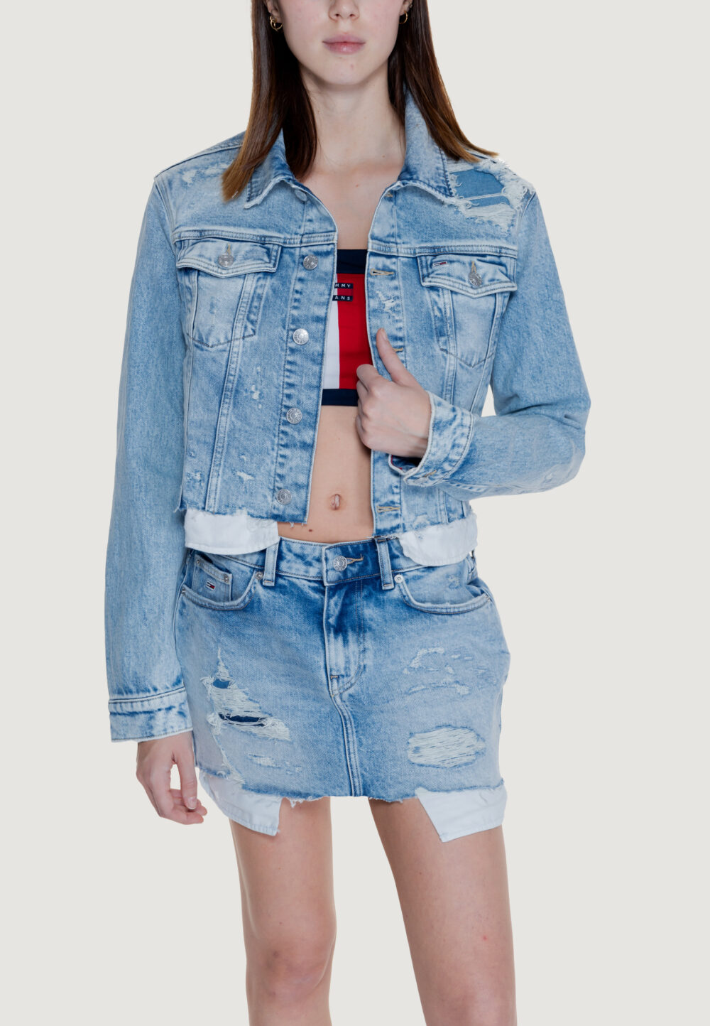 Giacchetto Tommy Hilfiger Jeans izzie cut Denim chiaro - Foto 1