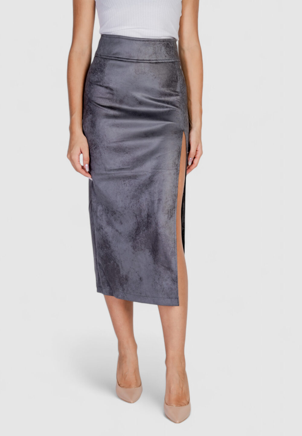 Gonna lunga Only onlparis faux suede hw skirt otw Grigio - Foto 3