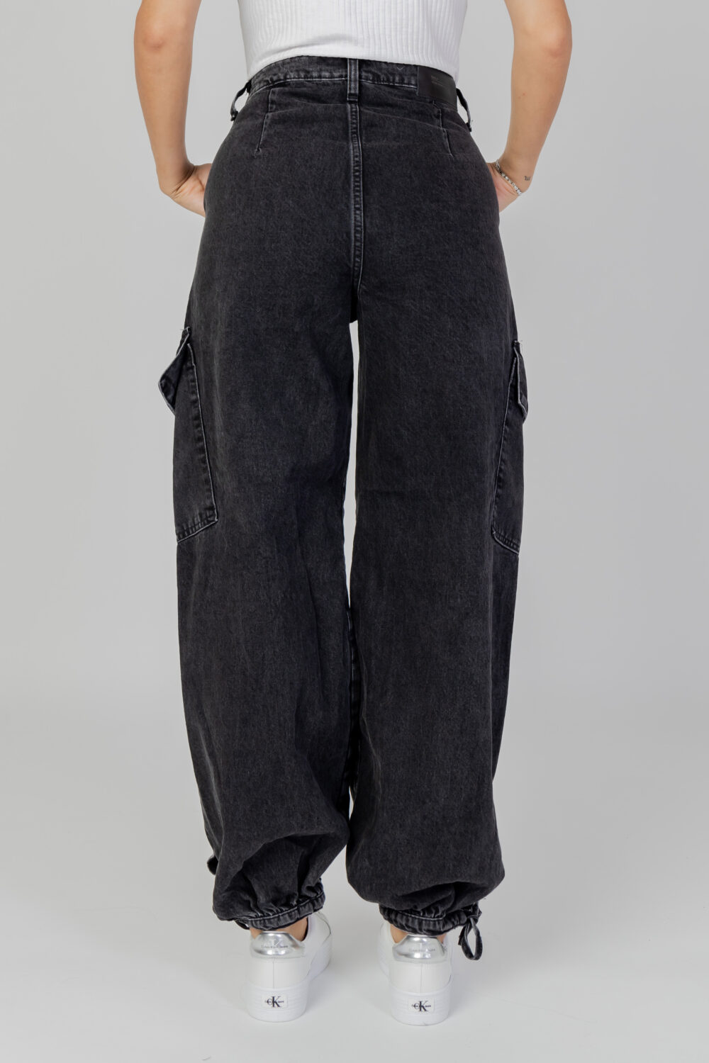 Jeans baggy Only onlpernille hw cargo jogger dnm cro Nero - Foto 4