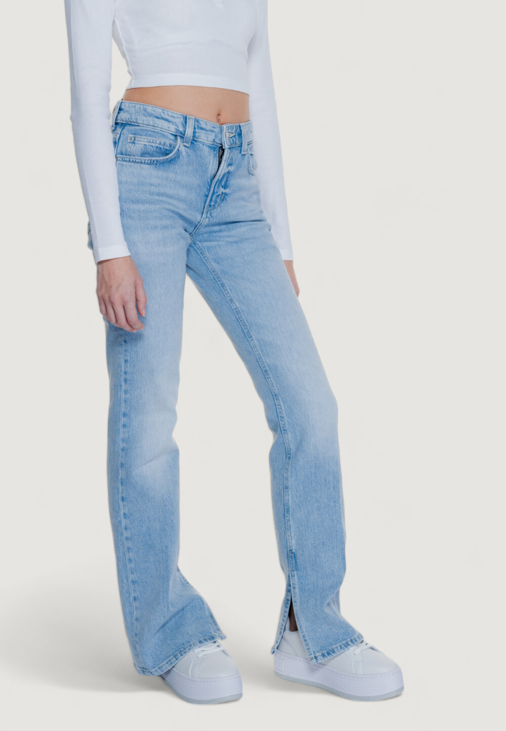 Jeans mom Guess paulette flare split Denim chiaro - Foto 4