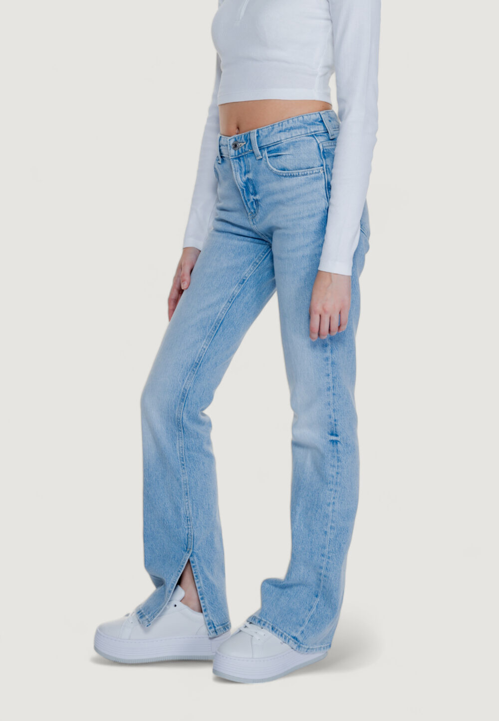 Jeans mom Guess paulette flare split Denim chiaro - Foto 5