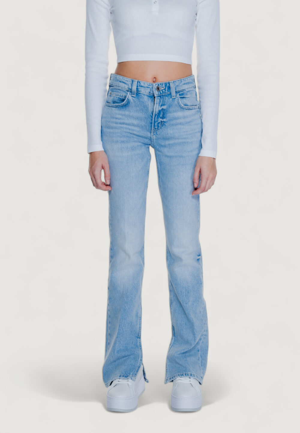 Jeans mom Guess paulette flare split Denim chiaro - Foto 6