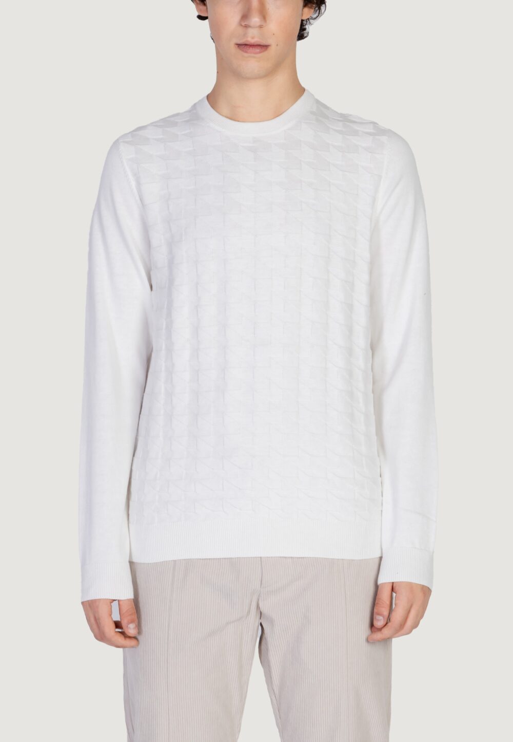 Maglia Antony Morato cotton wool blend yarn with jacquard 3d Bianco - Foto 1