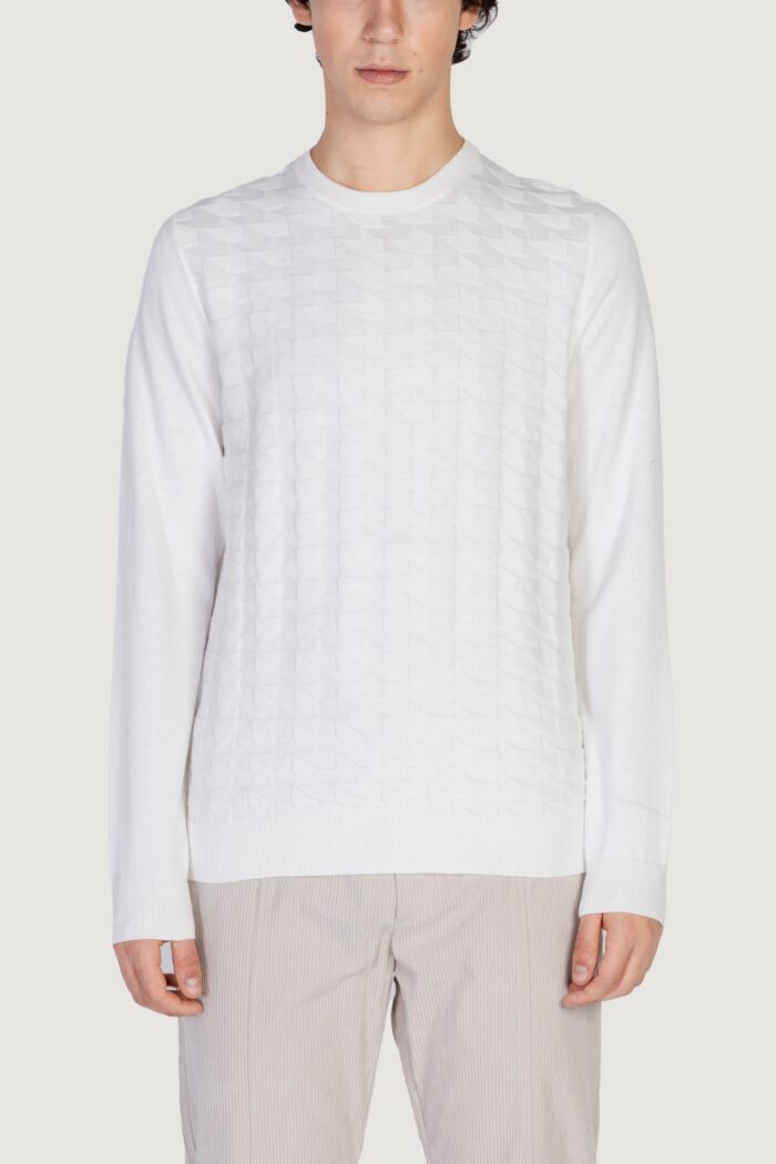 Maglia Antony Morato cotton wool blend yarn with jacquard 3d Bianco