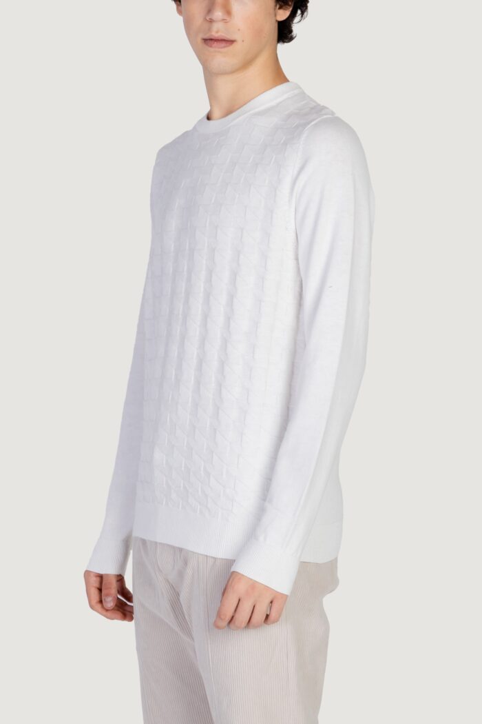 Maglia Antony Morato cotton wool blend yarn with jacquard 3d Bianco