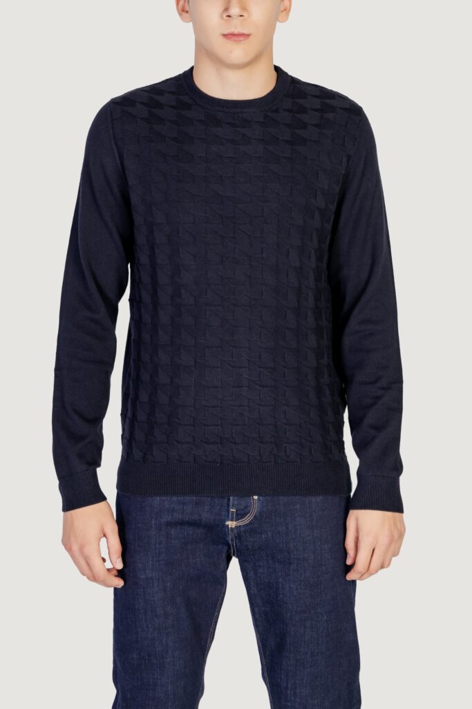 Maglia Antony Morato cotton wool blend yarn with jacquard 3d Blu