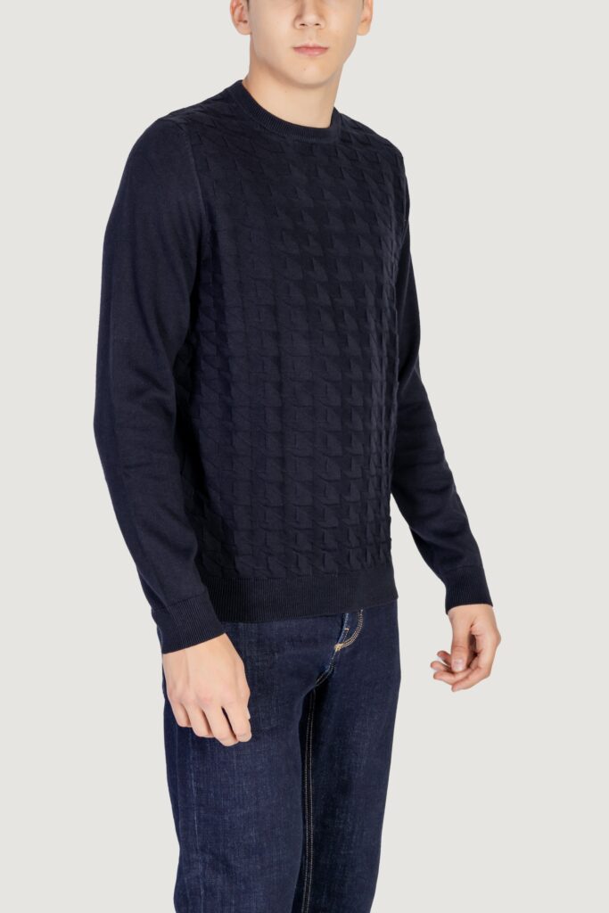 Maglia Antony Morato cotton wool blend yarn with jacquard 3d Blu