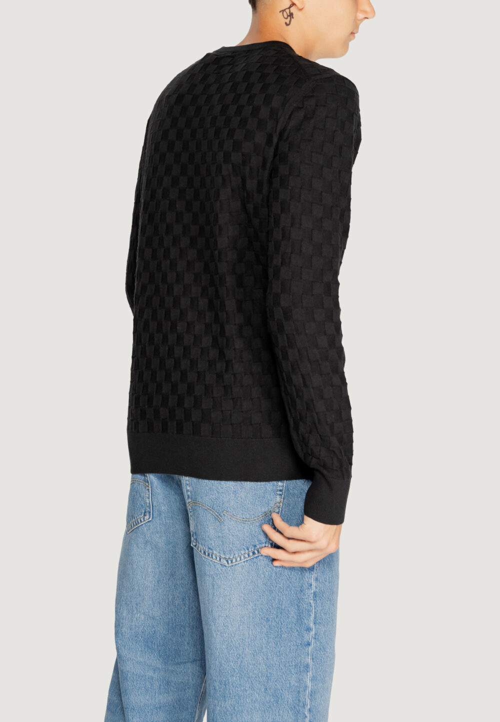 Maglia Calvin Klein basket weave cotton Nero - Foto 3