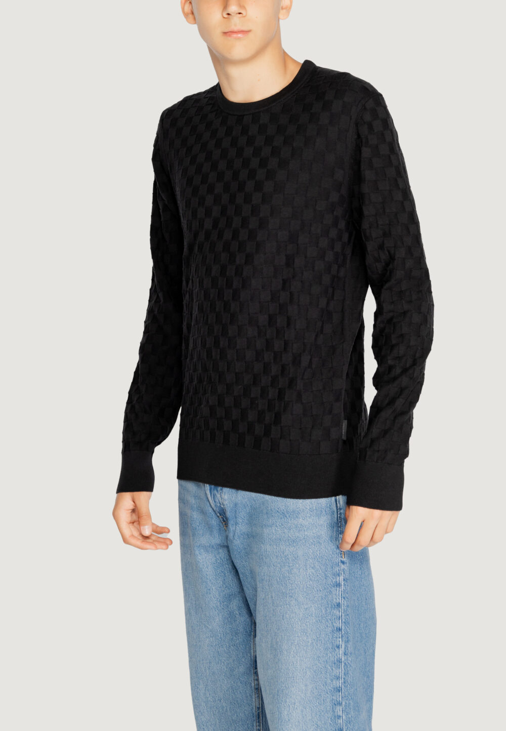 Maglia Calvin Klein basket weave cotton Nero - Foto 4