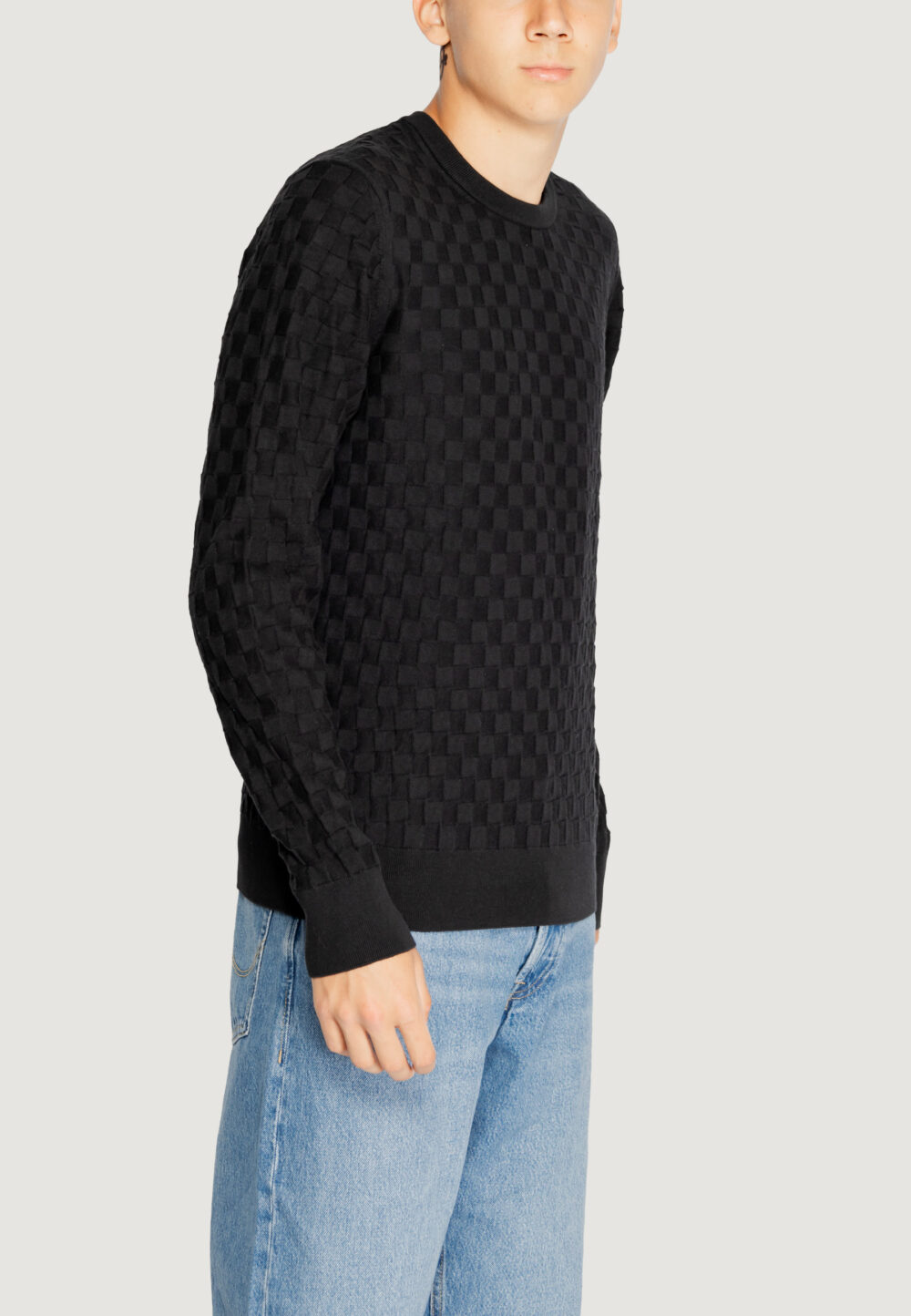 Maglia Calvin Klein basket weave cotton Nero - Foto 5