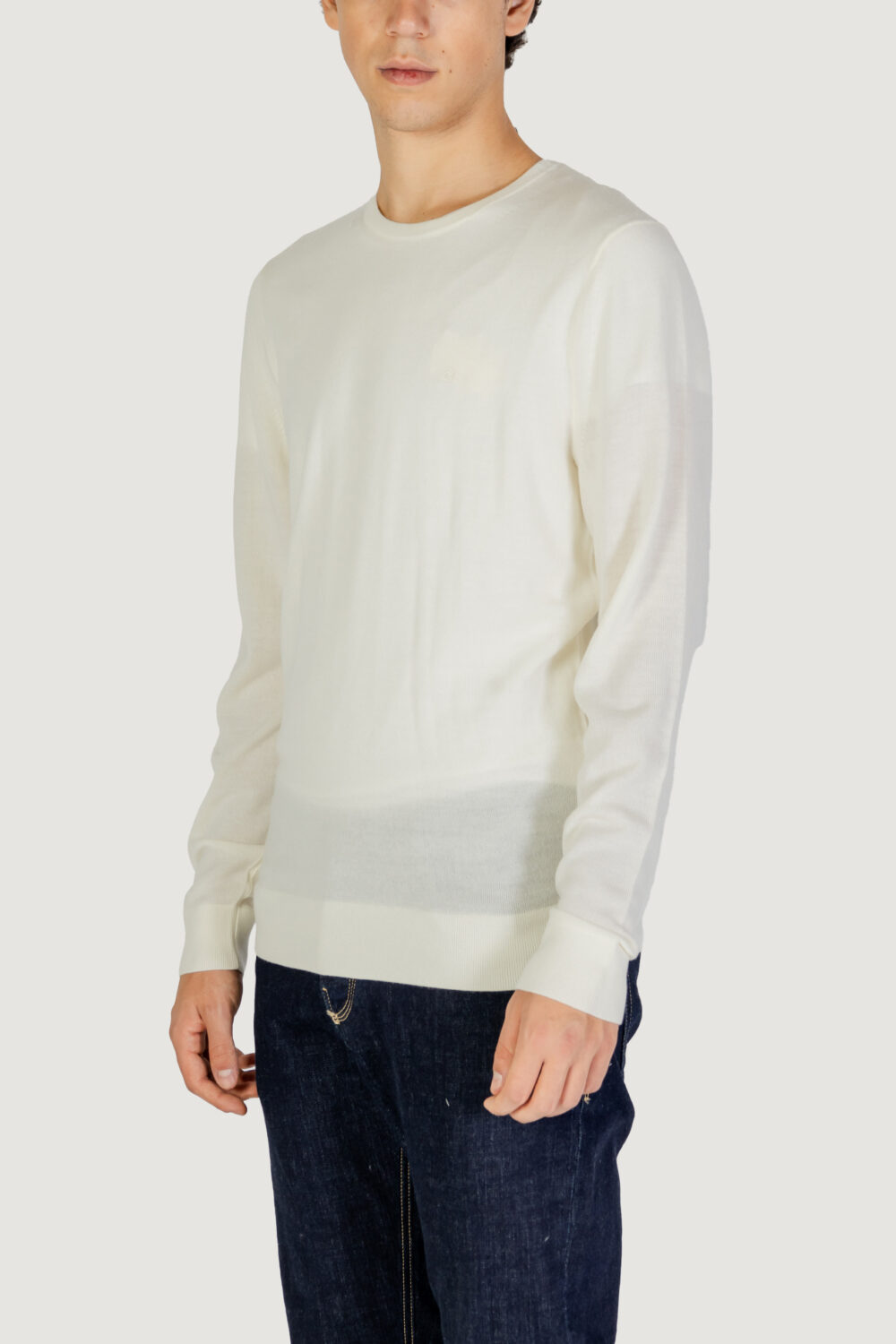 Maglia Calvin Klein merino rws crew neck Panna - Foto 3