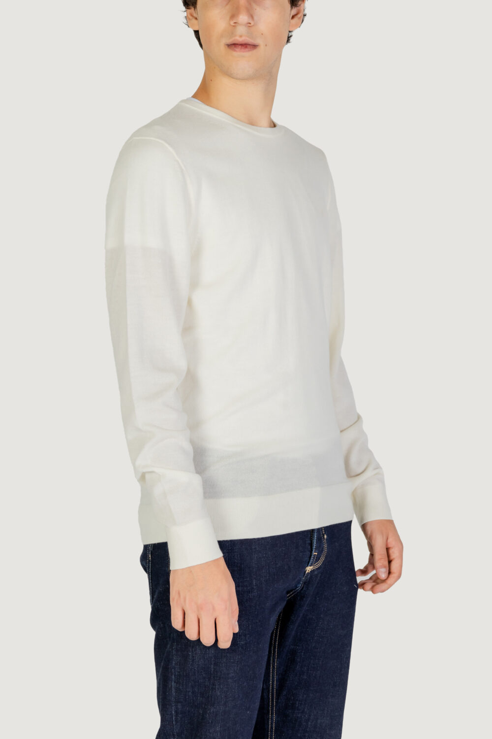 Maglia Calvin Klein merino rws crew neck Panna - Foto 4