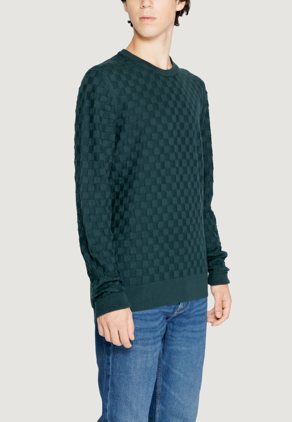 Maglia Calvin Klein basket weave cotton Verde Scuro - Foto 3