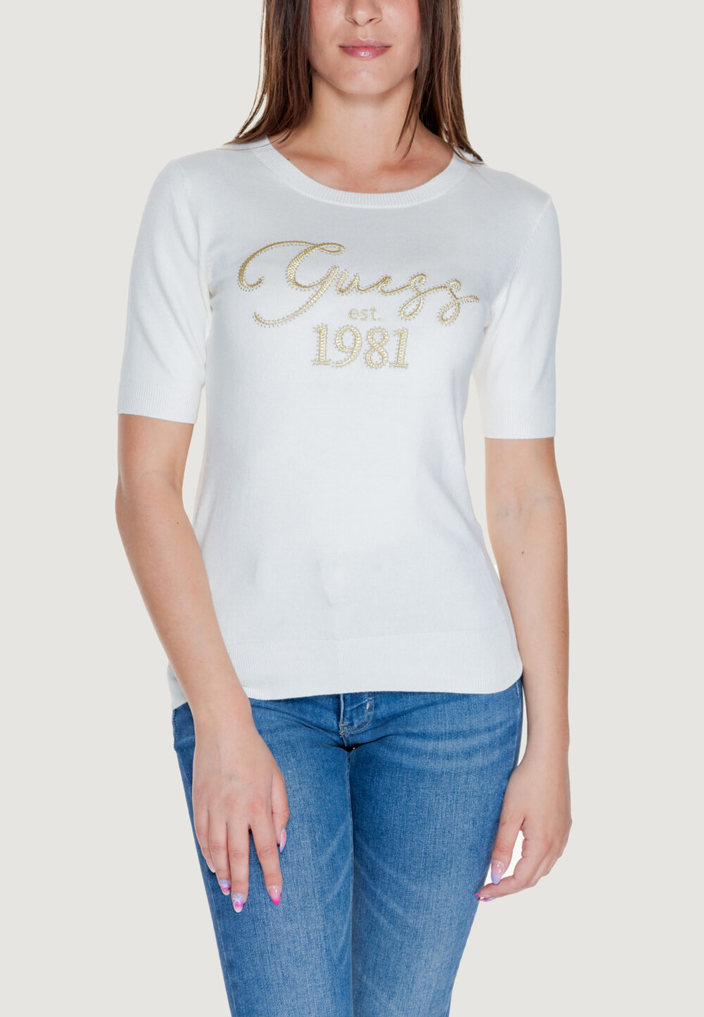 Maglia Guess paloma logo rn ss Bianco - Foto 1