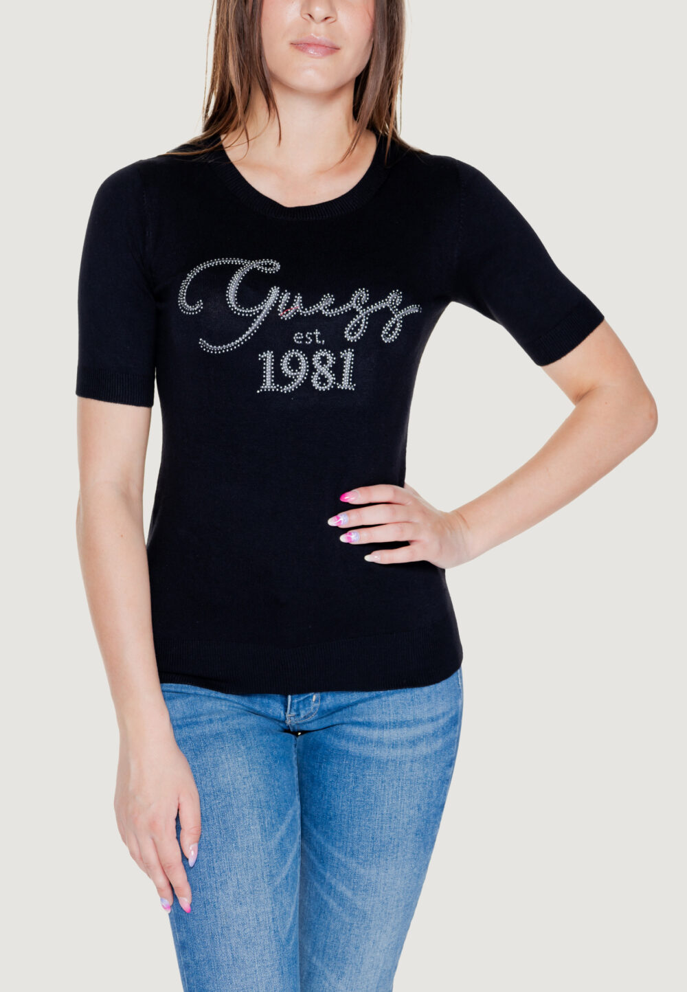 Maglia Guess paloma logo rn ss Nero - Foto 1