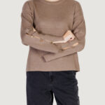 Maglia Vila Clothes vicassie l/s button detail knit top/r Terra - Fango - Foto 1