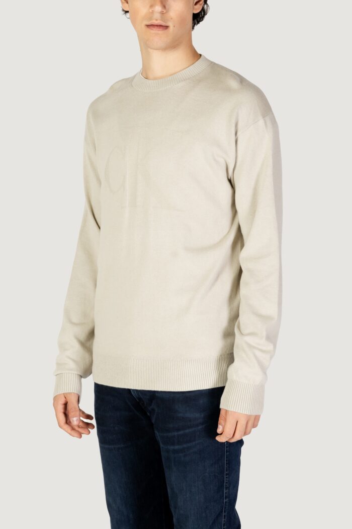 Maglione Calvin Klein Jeans ck intarsia mix Beige chiaro