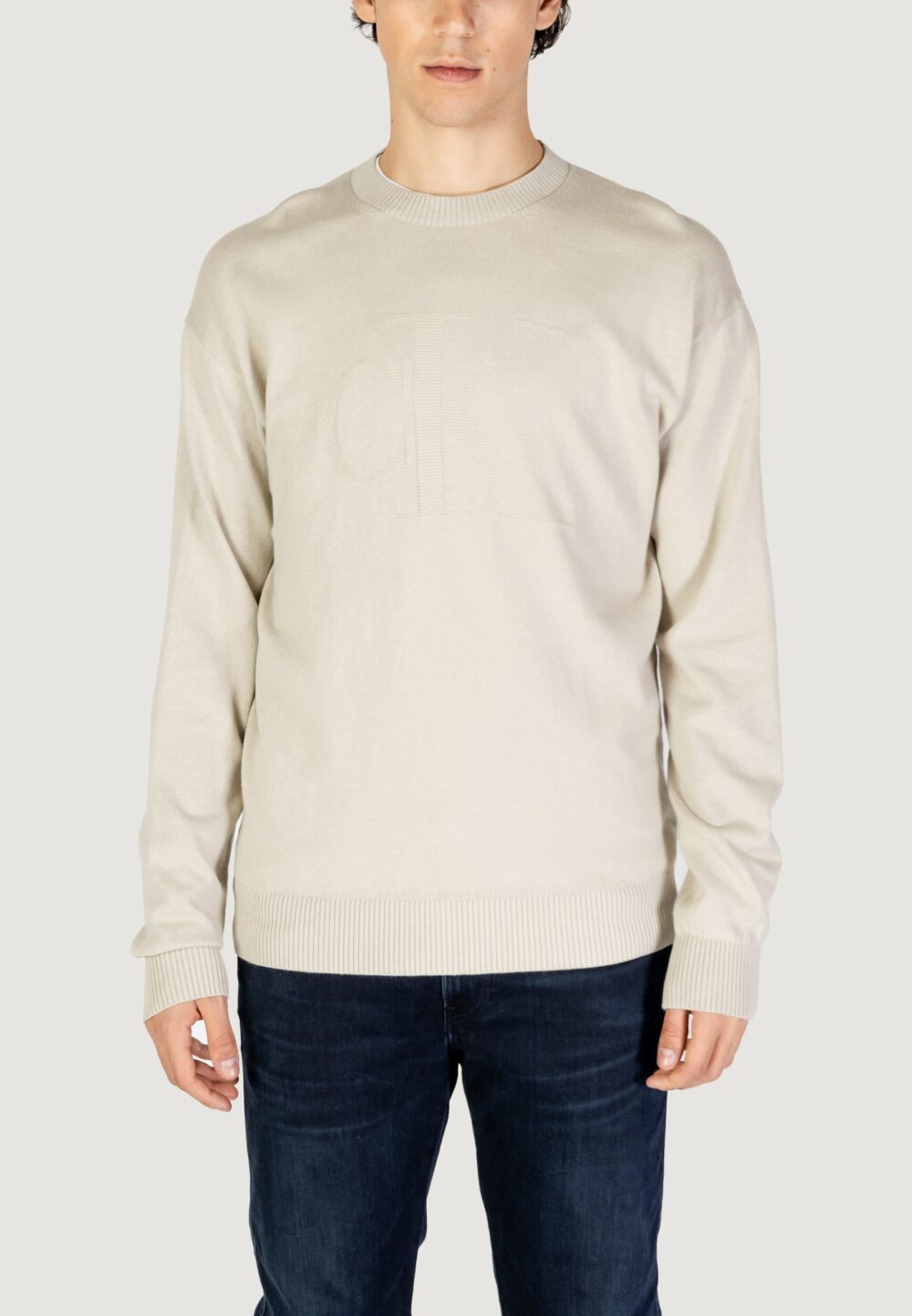 Maglione Calvin Klein Jeans ck intarsia mix Beige chiaro - Foto 5