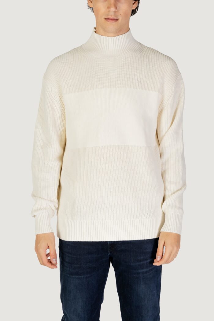 Maglione Calvin Klein Jeans mixed stitch high Crema