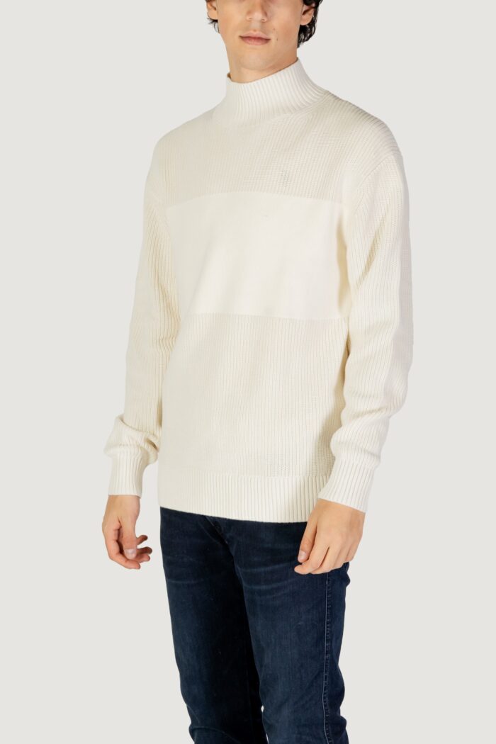 Maglione Calvin Klein Jeans mixed stitch high Crema