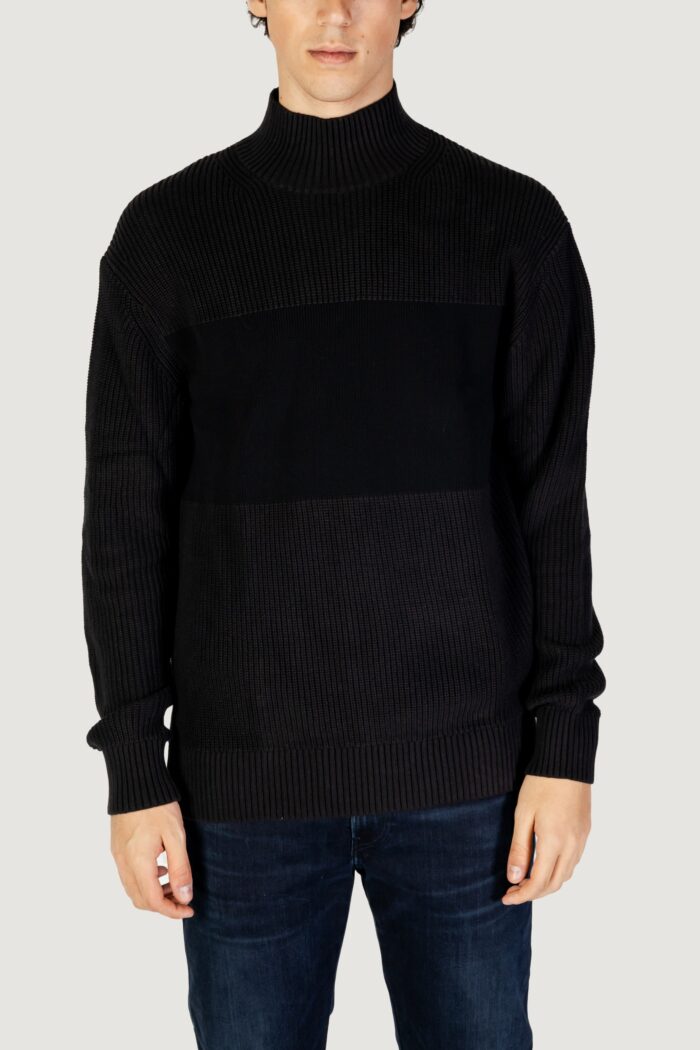 Maglione Calvin Klein Jeans mixed stitch high Nero