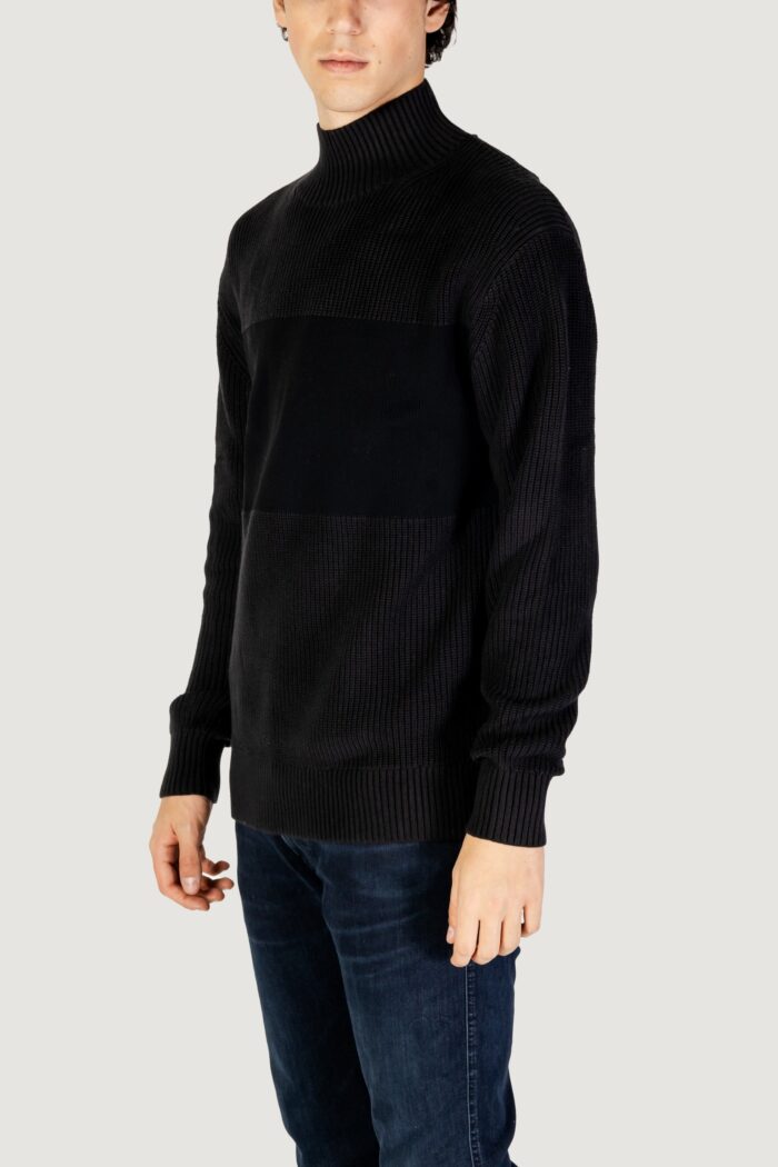 Maglione Calvin Klein Jeans mixed stitch high Nero