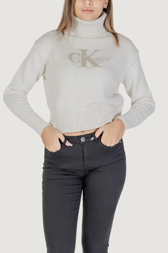 Maglione Calvin Klein Jeans chenille monologo Panna