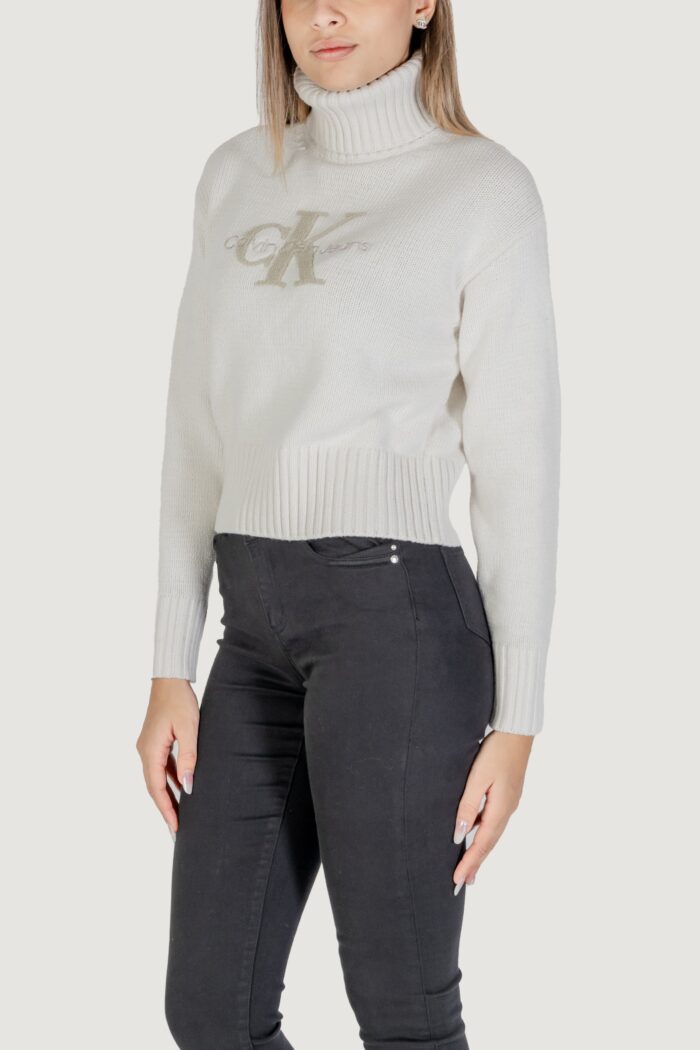 Maglione Calvin Klein Jeans chenille monologo Panna