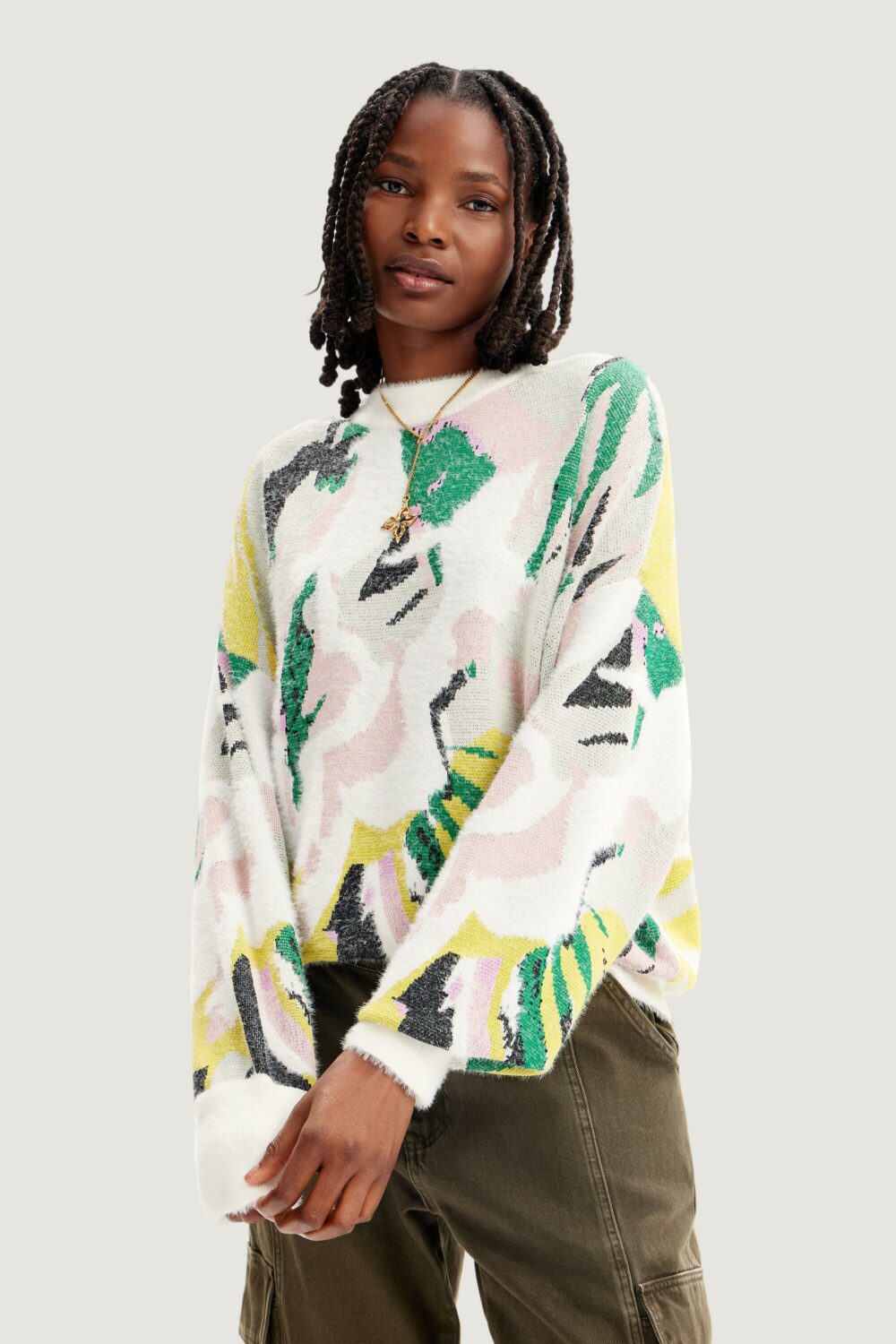 Maglione Desigual tropi Panna - Foto 1